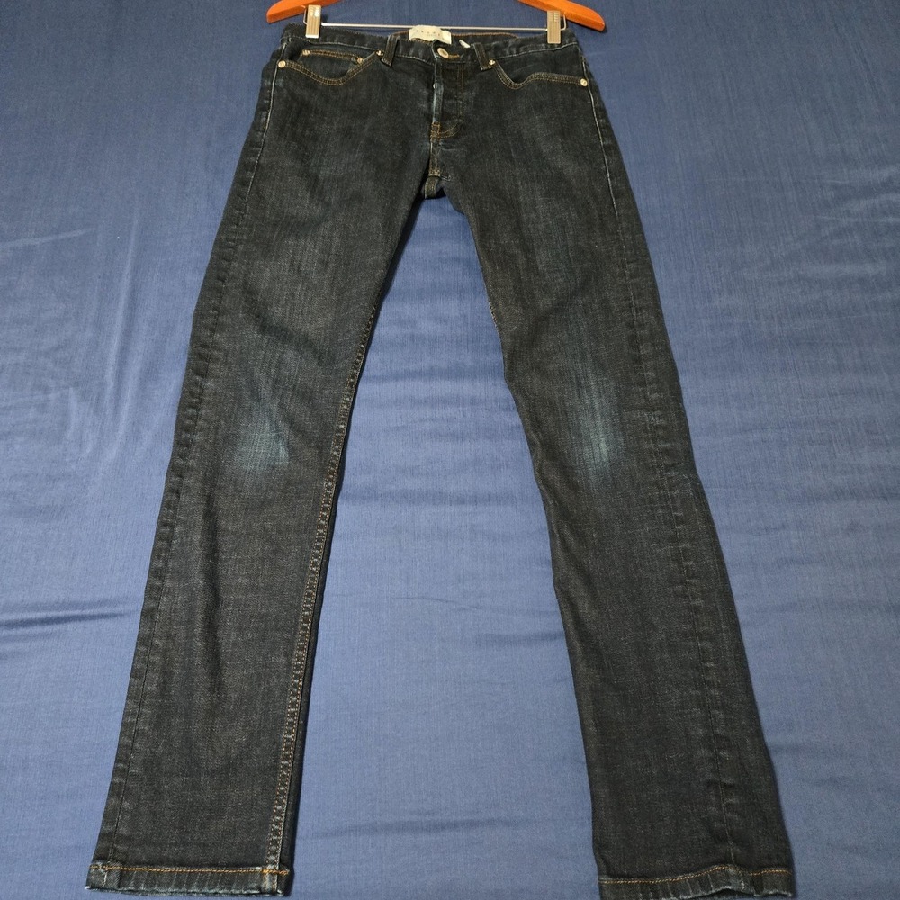 Sandro Jeans Mens Luxury 32x32 Blue Slim Straight Denim Stretch Casual Dark Wash